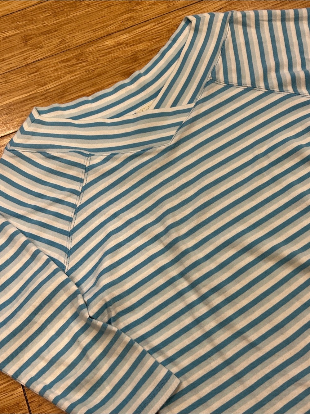 Caslon Blue and White Striped Clean Beauty Boatneck Top L